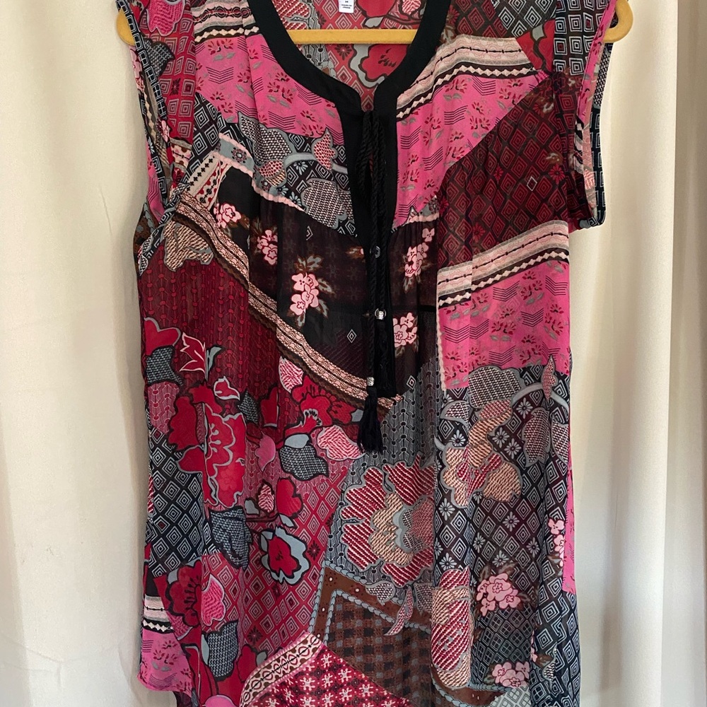 DR2 Pink and Black Patchwork Blouse